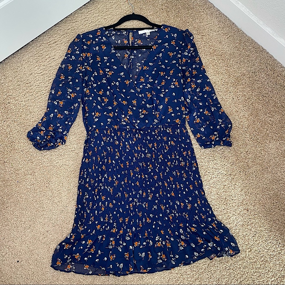 ROWA NAVY FLORAL SMOCK SPRING SUMMER MINI DRESS XL